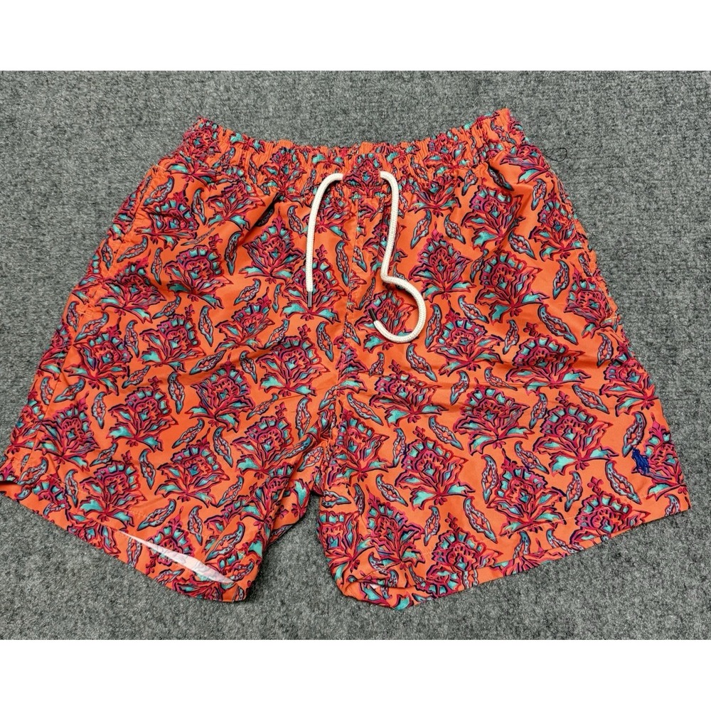 Polo Ralph Lauren Swim Shorts Mens S Orange Trunks Pony Lined Traveler Classic